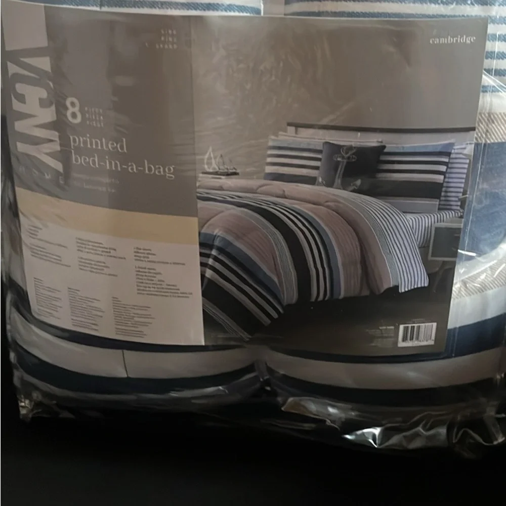 Striped Nautical 8 pc Bedding Set Sz king